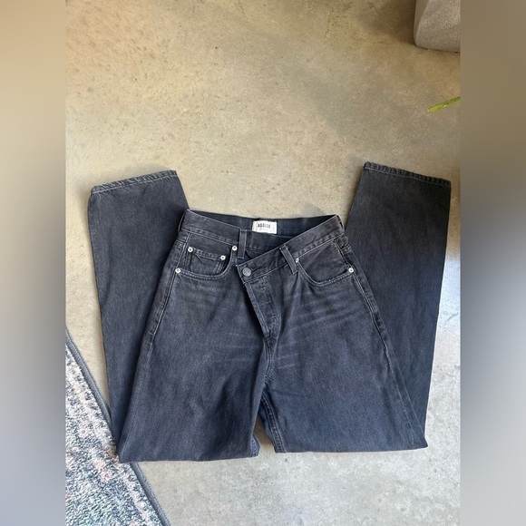 Agolde criss cross waist black Highrise straight jeans size 24 - Picture 2 of 2